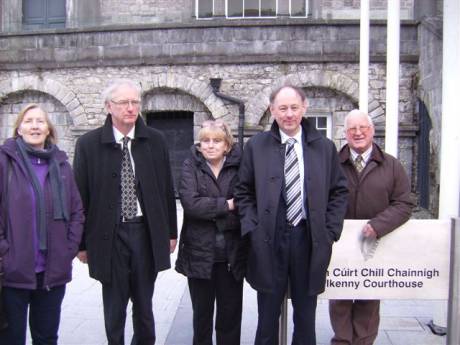 Click on image to see full-sized version Outside Kilkenny District after the case: Mona Ward, Hubert Daniels, Aideen Yourell, Norman Daniels, and Philip Lynch